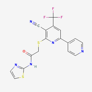 2-[3-cyano-6-pyridin-4-yl-4-(trifluoromethyl)pyridin-2-yl]sulfanyl-N-(1,3-thiazol-2-yl)acetamide