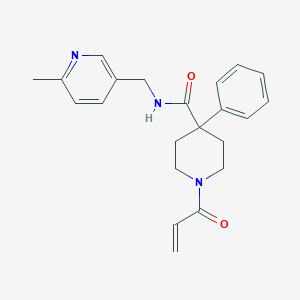 molecular formula C22H25N3O2 B2764943 N-[(6-Methylpyridin-3-yl)methyl]-4-phenyl-1-prop-2-enoylpiperidine-4-carboxamide CAS No. 2201240-57-3