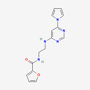 molecular formula C15H15N5O2 B2764958 N-(2-((6-(1H-pyrrol-1-yl)pyrimidin-4-yl)amino)ethyl)furan-2-carboxamide CAS No. 1396768-03-8