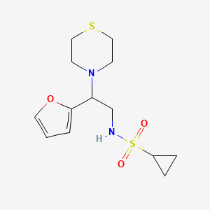 molecular formula C13H20N2O3S2 B2764972 N-(2-(furan-2-yl)-2-thiomorpholinoethyl)cyclopropanesulfonamide CAS No. 2034566-61-3