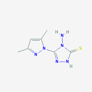 molecular formula C7H10N6S B2764980 4-amino-5-(3,5-dimethyl-1H-pyrazol-1-yl)-4H-1,2,4-triazole-3-thiol CAS No. 67130-52-3