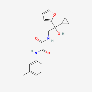 molecular formula C19H22N2O4 B2764989 N1-(2-cyclopropyl-2-(furan-2-yl)-2-hydroxyethyl)-N2-(3,4-dimethylphenyl)oxalamide CAS No. 1396867-41-6