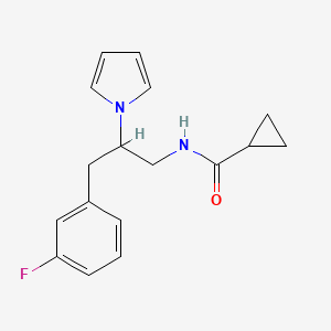 molecular formula C17H19FN2O B2764991 N-(3-(3-fluorophenyl)-2-(1H-pyrrol-1-yl)propyl)cyclopropanecarboxamide CAS No. 1421496-85-6