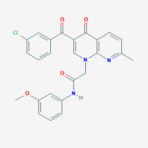 molecular formula C25H20ClN3O4 B2764996 2-(3-(3-chlorobenzoyl)-7-methyl-4-oxo-1,8-naphthyridin-1(4H)-yl)-N-(3-methoxyphenyl)acetamide CAS No. 894893-18-6