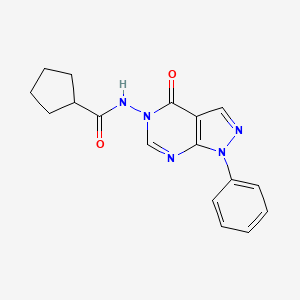 molecular formula C17H17N5O2 B2764999 N-(4-oxo-1-phenyl-1H-pyrazolo[3,4-d]pyrimidin-5(4H)-yl)cyclopentanecarboxamide CAS No. 899752-21-7