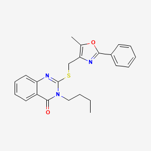 molecular formula C23H23N3O2S B2765005 3-butyl-2-{[(5-methyl-2-phenyl-1,3-oxazol-4-yl)methyl]sulfanyl}-3,4-dihydroquinazolin-4-one CAS No. 937966-06-8