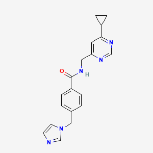 molecular formula C19H19N5O B2765031 N-[(6-cyclopropylpyrimidin-4-yl)methyl]-4-[(1H-imidazol-1-yl)methyl]benzamide CAS No. 2176152-33-1