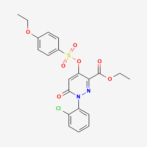 molecular formula C21H19ClN2O7S B2765037 Ethyl 1-(2-chlorophenyl)-4-(((4-ethoxyphenyl)sulfonyl)oxy)-6-oxo-1,6-dihydropyridazine-3-carboxylate CAS No. 899728-24-6