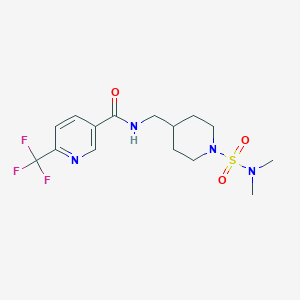 molecular formula C15H21F3N4O3S B2765053 N-((1-(N,N-dimethylsulfamoyl)piperidin-4-yl)methyl)-6-(trifluoromethyl)nicotinamide CAS No. 2034356-82-4