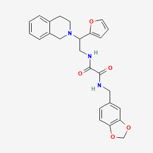 molecular formula C25H25N3O5 B2765059 N1-(benzo[d][1,3]dioxol-5-ylmethyl)-N2-(2-(3,4-dihydroisoquinolin-2(1H)-yl)-2-(furan-2-yl)ethyl)oxalamide CAS No. 903258-93-5