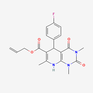 molecular formula C20H20FN3O4 B2765064 Allyl 5-(4-fluorophenyl)-1,3,7-trimethyl-2,4-dioxo-1,2,3,4,5,8-hexahydropyrido[2,3-d]pyrimidine-6-carboxylate CAS No. 622359-84-6
