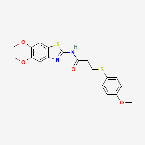 molecular formula C19H18N2O4S2 B2765067 N-(6,7-dihydro-[1,4]dioxino[2,3-f][1,3]benzothiazol-2-yl)-3-(4-methoxyphenyl)sulfanylpropanamide CAS No. 941909-02-0