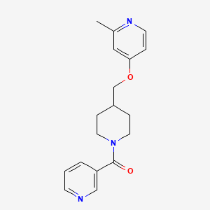 molecular formula C18H21N3O2 B2765071 2-Methyl-4-{[1-(pyridine-3-carbonyl)piperidin-4-yl]methoxy}pyridine CAS No. 2380068-12-0