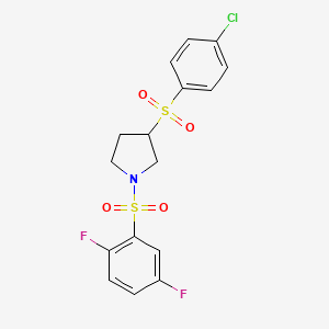 molecular formula C16H14ClF2NO4S2 B2765074 3-((4-Chlorophenyl)sulfonyl)-1-((2,5-difluorophenyl)sulfonyl)pyrrolidine CAS No. 1448078-70-3