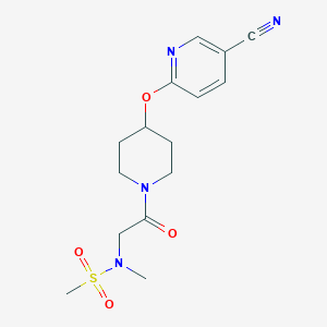 molecular formula C15H20N4O4S B2765075 N-(2-(4-((5-cyanopyridin-2-yl)oxy)piperidin-1-yl)-2-oxoethyl)-N-methylmethanesulfonamide CAS No. 1428356-54-0
