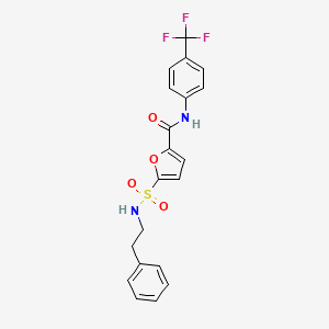 molecular formula C20H17F3N2O4S B2765106 5-(N-phenethylsulfamoyl)-N-(4-(trifluoromethyl)phenyl)furan-2-carboxamide CAS No. 1172980-83-4