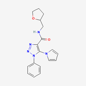 molecular formula C18H19N5O2 B2765109 N-[(oxolan-2-yl)methyl]-1-phenyl-5-(1H-pyrrol-1-yl)-1H-1,2,3-triazole-4-carboxamide CAS No. 1798672-91-9