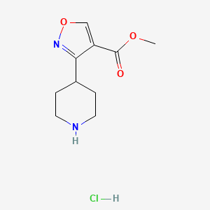 molecular formula C10H15ClN2O3 B2765114 Methyl 3-piperidin-4-yl-1,2-oxazole-4-carboxylate;hydrochloride CAS No. 1892520-05-6