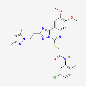 molecular formula C27H28ClN7O3S B2765158 N-(5-chloro-2-methylphenyl)-2-({2-[2-(3,5-dimethyl-1H-pyrazol-1-yl)ethyl]-8,9-dimethoxy-[1,2,4]triazolo[1,5-c]quinazolin-5-yl}sulfanyl)acetamide CAS No. 1020048-25-2