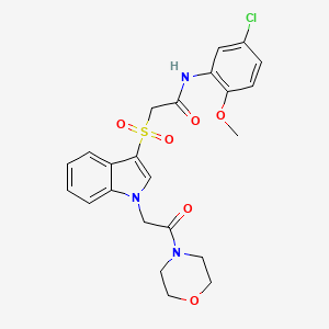 molecular formula C23H24ClN3O6S B2765169 N-(5-chloro-2-methoxyphenyl)-2-((1-(2-morpholino-2-oxoethyl)-1H-indol-3-yl)sulfonyl)acetamide CAS No. 878059-36-0