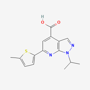 molecular formula C15H15N3O2S B2765233 6-(5-methylthiophen-2-yl)-1-(propan-2-yl)-1H-pyrazolo[3,4-b]pyridine-4-carboxylic acid CAS No. 924232-60-0