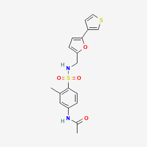 molecular formula C18H18N2O4S2 B2765237 N-(3-methyl-4-(N-((5-(thiophen-3-yl)furan-2-yl)methyl)sulfamoyl)phenyl)acetamide CAS No. 2034340-95-7