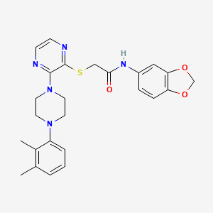 molecular formula C25H27N5O3S B2765253 N-(2H-1,3-benzodioxol-5-yl)-2-({3-[4-(2,3-dimethylphenyl)piperazin-1-yl]pyrazin-2-yl}sulfanyl)acetamide CAS No. 1030087-38-7