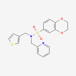 molecular formula C19H18N2O4S2 B2765261 N-(pyridin-2-ylmethyl)-N-(thiophen-3-ylmethyl)-2,3-dihydrobenzo[b][1,4]dioxine-6-sulfonamide CAS No. 1235656-74-2