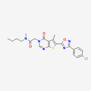 molecular formula C22H22ClN5O3S B2765324 N-butyl-2-{6-[3-(4-chlorophenyl)-1,2,4-oxadiazol-5-yl]-5-methyl-4-oxo-3H,4H-thieno[2,3-d]pyrimidin-3-yl}-N-methylacetamide CAS No. 1242999-90-1