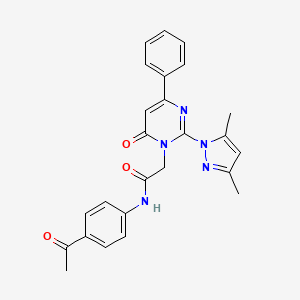 molecular formula C25H23N5O3 B2765331 N-(4-acetylphenyl)-2-(2-(3,5-dimethyl-1H-pyrazol-1-yl)-6-oxo-4-phenylpyrimidin-1(6H)-yl)acetamide CAS No. 1019106-62-7