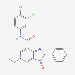 molecular formula C21H16Cl2N4O2 B2765348 N-(3,4-dichlorophenyl)-5-ethyl-3-oxo-2-phenyl-2H,3H,5H-pyrazolo[4,3-c]pyridine-7-carboxamide CAS No. 923178-19-2
