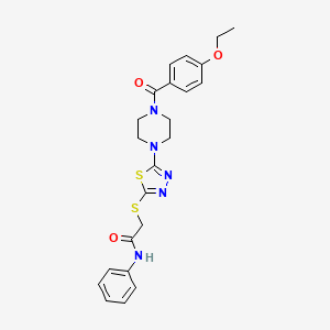 2-((5-(4-(4-ethoxybenzoyl)piperazin-1-yl)-1,3,4-thiadiazol-2-yl)thio)-N-phenylacetamide