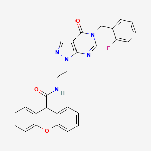 molecular formula C28H22FN5O3 B2765376 N-(2-(5-(2-fluorobenzyl)-4-oxo-4,5-dihydro-1H-pyrazolo[3,4-d]pyrimidin-1-yl)ethyl)-9H-xanthene-9-carboxamide CAS No. 921890-52-0