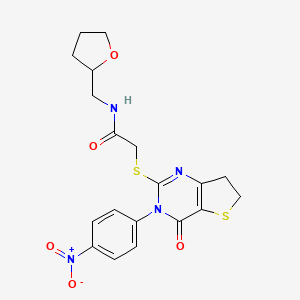 2-[[3-(4-nitrophenyl)-4-oxo-6,7-dihydrothieno[3,2-d]pyrimidin-2-yl]sulfanyl]-N-(oxolan-2-ylmethyl)acetamide