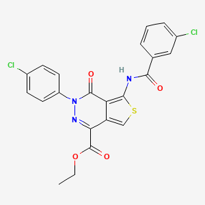 molecular formula C22H15Cl2N3O4S B2765382 ethyl 5-(3-chlorobenzamido)-3-(4-chlorophenyl)-4-oxo-3H,4H-thieno[3,4-d]pyridazine-1-carboxylate CAS No. 851950-43-1