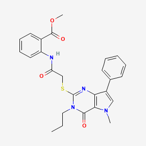 molecular formula C26H26N4O4S B2765410 methyl 2-[2-({5-methyl-4-oxo-7-phenyl-3-propyl-3H,4H,5H-pyrrolo[3,2-d]pyrimidin-2-yl}sulfanyl)acetamido]benzoate CAS No. 1111997-18-2