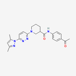 molecular formula C23H26N6O2 B2765419 N-(4-acetylphenyl)-1-(6-(3,5-dimethyl-1H-pyrazol-1-yl)pyridazin-3-yl)piperidine-3-carboxamide CAS No. 1334371-60-6