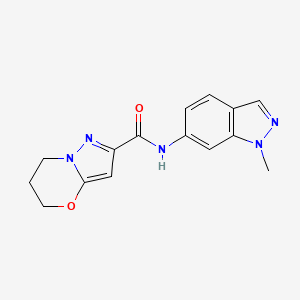 molecular formula C15H15N5O2 B2765422 N-(1-methyl-1H-indazol-6-yl)-5H,6H,7H-pyrazolo[3,2-b][1,3]oxazine-2-carboxamide CAS No. 1448077-41-5