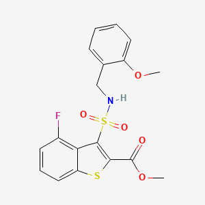 molecular formula C18H16FNO5S2 B2765423 METHYL 4-FLUORO-3-{[(2-METHOXYPHENYL)METHYL]SULFAMOYL}-1-BENZOTHIOPHENE-2-CARBOXYLATE CAS No. 946238-47-7
