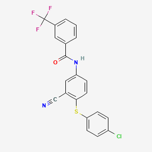 molecular formula C21H12ClF3N2OS B2765447 N-{4-[(4-氯苯基)硫代]-3-氰基苯基}-3-(三氟甲基)苯甲酰胺 CAS No. 306980-38-1