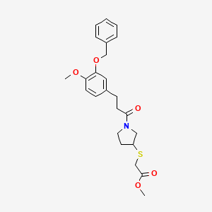 Methyl 2-((1-(3-(3-(benzyloxy)-4-methoxyphenyl)propanoyl)pyrrolidin-3-yl)thio)acetate