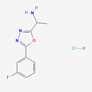 molecular formula C10H11ClFN3O B2765466 1-[5-(3-氟苯基)-1,3,4-噁二唑-2-基]乙基胺盐酸盐 CAS No. 1417634-60-6
