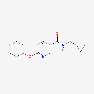 molecular formula C15H20N2O3 B2765471 N-(cyclopropylmethyl)-6-(oxan-4-yloxy)pyridine-3-carboxamide CAS No. 2034621-31-1