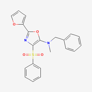 molecular formula C21H18N2O4S B2765490 N-benzyl-2-(furan-2-yl)-N-methyl-4-(phenylsulfonyl)oxazol-5-amine CAS No. 720673-27-8