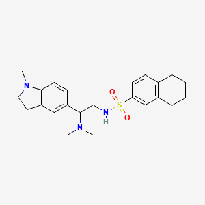 molecular formula C23H31N3O2S B2765530 N-(2-(dimethylamino)-2-(1-methylindolin-5-yl)ethyl)-5,6,7,8-tetrahydronaphthalene-2-sulfonamide CAS No. 953965-49-6