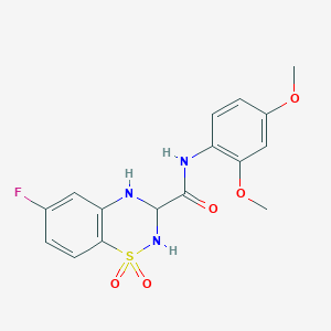 molecular formula C16H16FN3O5S B2765599 N-(2,4-dimethoxyphenyl)-6-fluoro-1,1-dioxo-3,4-dihydro-2H-1lambda6,2,4-benzothiadiazine-3-carboxamide CAS No. 1219411-87-6