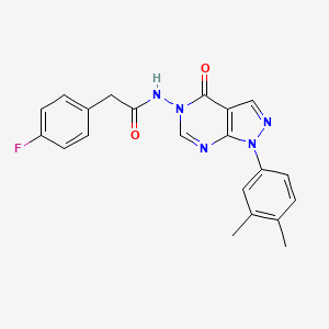 molecular formula C21H18FN5O2 B2765607 N-(1-(3,4-dimethylphenyl)-4-oxo-1H-pyrazolo[3,4-d]pyrimidin-5(4H)-yl)-2-(4-fluorophenyl)acetamide CAS No. 899738-52-4