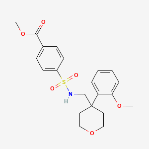molecular formula C21H25NO6S B2765624 methyl 4-({[4-(2-methoxyphenyl)oxan-4-yl]methyl}sulfamoyl)benzoate CAS No. 1396713-19-1