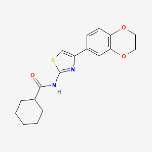 molecular formula C18H20N2O3S B2765626 N-[4-(2,3-dihydro-1,4-benzodioxin-6-yl)-1,3-thiazol-2-yl]cyclohexanecarboxamide CAS No. 888410-18-2