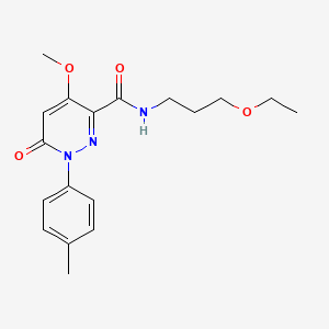 molecular formula C18H23N3O4 B2765633 N-(3-ethoxypropyl)-4-methoxy-1-(4-methylphenyl)-6-oxo-1,6-dihydropyridazine-3-carboxamide CAS No. 921517-62-6
